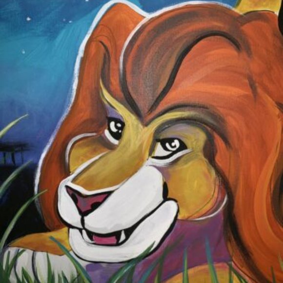 Disney Lion King Simba Mufasa 24x30 Painting Canvas Picture Wall Print Nursery - Picture 4 of 5